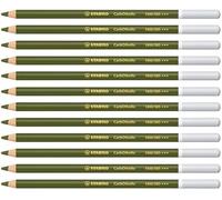 STABILO CarbOthello - Crayon de couleur - Lot x 12 crayons pastel fusain - Vert olive (1400/585)