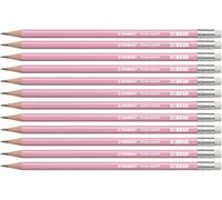 STABILO Crayon papier Swano pastel- Lot x 12 crayons graphite HB - rose pastel