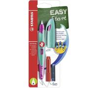 STABILO EASYbirdy Stylo-plume ergonomique pour droitiers Turquoise fluo, plume débutant réglable 30° avec cartouche & outil