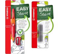 STABILO EASYergo 3.15 Lot de 6 crayons à pression ergonomiques pour droitier Orange/rouge Avec 1 mine épaisse Dureté HB & taille-crayon + mines de recharge - Dureté HB & Taille-crayon + recharge -