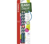 STABILO Crayon graphite EASYgraph ergonomique HB bleu ardoise droitier – Blister 2 crayons papier