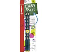 STABILO Crayon graphite EASYgraph ergonomique HB Blister x2 Bleu ardoise Gaucher