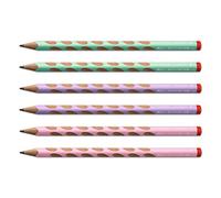 STABILO Easygraph Lot de 6 Crayons Ergonomiques Triangulaires pour Droitier - Vert, Rose, Violet Pastel - Dureté HB