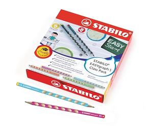 STABILO EASYgraph S - Crayon graphite ergonomique fin - Classpack de 48-8 gauchers et 40 droitiers - Couleurs assorties - Degré HB