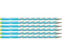 STABILO EASYgraph S - Crayon graphite ergonomique - Lot x 6 crayons papier - HB - bleu - Gaucher
