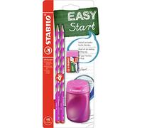 STABILO Kit d'écriture école EASYgraph S pour droitier avec taille-crayon et gomme Rose