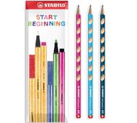STABILO EASYgraph S Lot de 3 crayons graphite multicolores dans une enveloppe