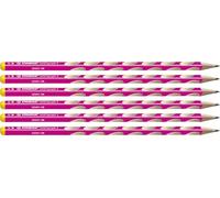 STABILO EASYgraph S Lot de 6 crayons triangulaires fins pour gauchers Rose Dureté HB