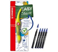 STABILO EASYoriginal Lot de 3 stylos roller ergonomiques pour droitier Citron vert/vert Avec cartouche et cartouches d'encre à remplir, taille moyenne, couleur d'écriture bleue (effaçable)