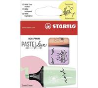 Stabilo Etui De 3 Surligneurs Boss Mini Pastellove Menthe À L'eau + Brume De Lilas + Teint De Pêche