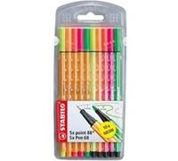 STABILO Pochette de 5 feutres Point 88 FLUO et Pen 68 FLUO