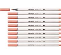 STABILO Feutre Pinceau Pen 68 Brush - Lot x 10 feutres Dessin à Pointe Pinceau - Rose Abricot