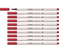 STABILO Feutre Pinceau Pen 68 Brush - Lot x 10 feutres Dessin à Pointe Pinceau - Rouge Bordeaux