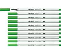 STABILO Feutre Pinceau Pen 68 Brush - Lot x 10 feutres Dessin à Pointe Pinceau - Vert Gazon