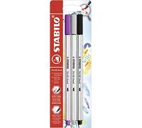 STABILO Feutre Pinceau Pen 68 Brush - Lot X3 Feutres - Lila, Gris Moyen, Noir