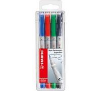 STABILO Feutre pour films OHPen universel – encre non-permanente, pointe 0,4 mm – étui de 4