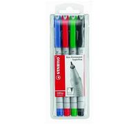 STABILO Feutre pour films OHPen universel – encre non-permanente, pointe 0,4 mm – étui de 4