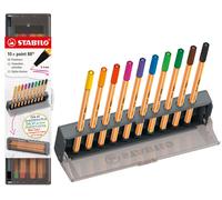 STABILO – Stylo feutre fin Point 88 – Boîte de 10 – Multicolore – Etui Click box