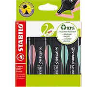 STABILO GREEN BOSS Pastel - Surligneur - Pochette x 4 surligneurs ecoresponsables - coloris pastel assortis