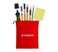 STABILO GREEN - Trousse télétravail x 7 pièces : 1 surligneur jaune GREEN BOSS + 2 stylos feutres GREENpoint + 2 stylos bille pointball + 1 crayon papier GREENgraph HB + 1 bloc notes