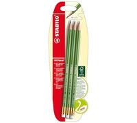STABILO GREENgraph - Crayon papier - Blister x 3 crayons graphite HB - avec bout gomme