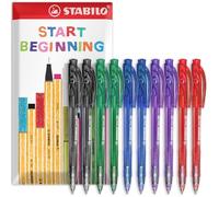 STABILO Liner 308 Lot de 10 stylos à bille rétractables à pointe fine de 0,7 mm