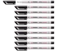 Stabilo Lot De 10 Feutres Pour Transaprent Ohpen Encre Soluble Pointe Fine Noir
