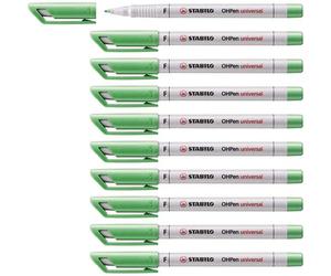 Stabilo Lot De 10 Feutres Pour Transaprent Ohpen Encre Soluble Pointe Fine Vert