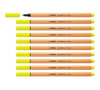 STABILO Lot de 10 Stylo-Feutres POINT 88 Pointe Fine 0,4 mm Jaune FLUO