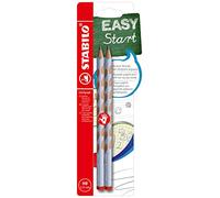 STABILO Lot de 2 crayons graphite ergonomiques EASYgraph Pastel - Droitier - Bleu pastel - HB