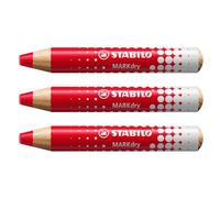 STABILO Lot de 3 Crayons marqueur MARKdry - rouge