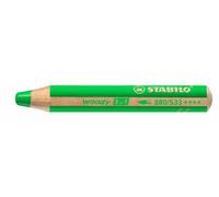 STABILO Lot de 3 Crayons Woody ROND Large Mine 10 mm Longueur 115 mm Aquarellable Vert