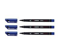 STABILO Lot de 3 Feutres pour Transparent OHPen Permanent Pte médium Bleu