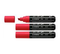STABILO Lot de 3 Marqueurs pointe large FREE acrylic T800C rouge foncé