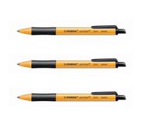 Stabilo Lot De 3 Stylos Bille Rétractable Pointball Tracé 0,5 Mm Noir