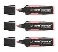 STABILO Lot de 3 Surligneurs GREEN BOSS Pastel soupçon de rose