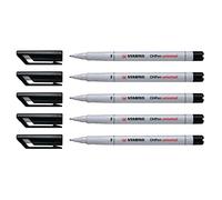 STABILO Lot de 5 Feutres pour Transaprent OHPen encre soluble Pointe fine noir