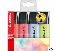 STABILO Lot de 5 marqueurs fluorescents Boss pastel multicolores