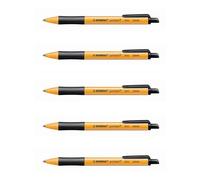 Stabilo Lot De 5 Stylos Bille Rétractable Pointball Tracé 0,5 Mm Noir