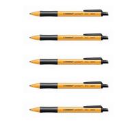 Stabilo Lot De 5 Stylos Bille Rétractable Pointball Tracé 0,5 Mm Noir