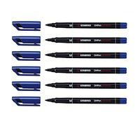 STABILO Lot de 6 Feutres pour Transparent OHPen Permanent Pte médium Bleu