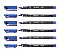 STABILO Lot de 6 Marqueurs OHPen permanent 0,4 mm S bleu