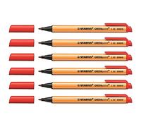 STABILO Lot de 6 Stylos Feutre GREENpoint Pointe large 0,8 mm Rouge