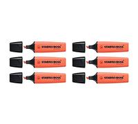 STABILO Lot de 6 Surligneurs BOSS ORIGINAL Pastel biseautée 2-5 mm corail pastel