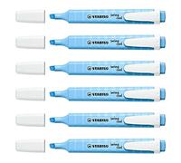 STABILO Lot de 6 Surligneurs Swing Cool Pointe Biseautée 1-4mm Pastel Bleu ciel