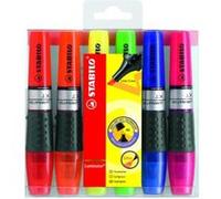 Stabilo luminator pochette de 6 surligneurs encre liquide jaune/vert/rouge/bleu foncé/orange/rose G