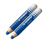 STABILO MARKdry - Crayon marqueur - Blister carton x 2 marqueurs effaçables ardoise et tableau blanc MARKdry - bleu