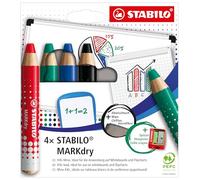 Crayon marqueur effaçable à sec STABILO MARKdry - Etui de 4