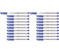STABILO Marqueur OHPen - Lot x 10 marqueurs - Bleu (encre non-permanente/pointe superfine 0,4mm) (Lot de 2)