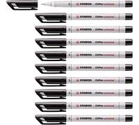 STABILO OHpen Lot de 10 Feutre de rétroprojection avec encre soluble Point superfine 0,4 mm Noir